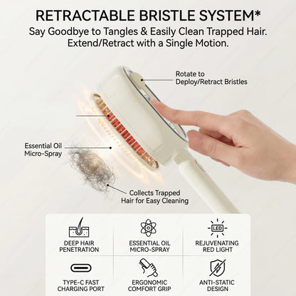 Electric Spray 3 In 1 Massage Comb, Rechargeable Self Cleaning Steam Oil Brush Anti Static Detangling Air Cushion Scalp Care
