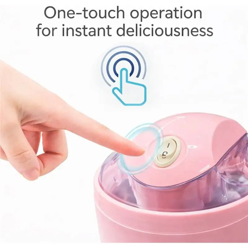 A66T-Mini Ice Cream Maker, Personal Dessert Maker, One Touch Compact Ice Cream Machine For Yogurt Sorbet Gelato EU Plug