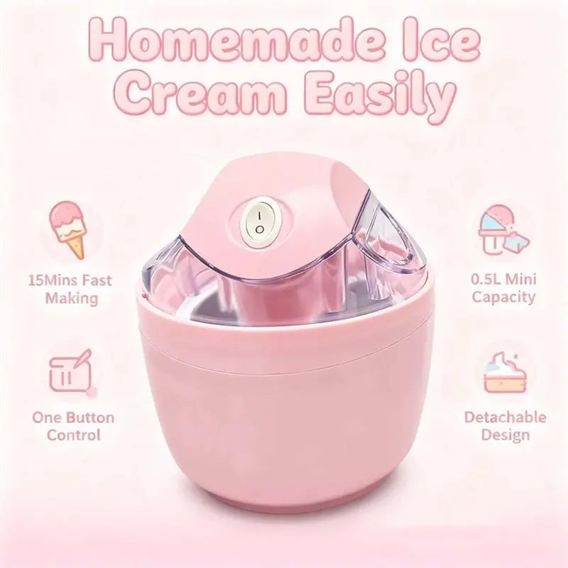 A66T-Mini Ice Cream Maker, Personal Dessert Maker, One Touch Compact Ice Cream Machine For Yogurt Sorbet Gelato EU Plug
